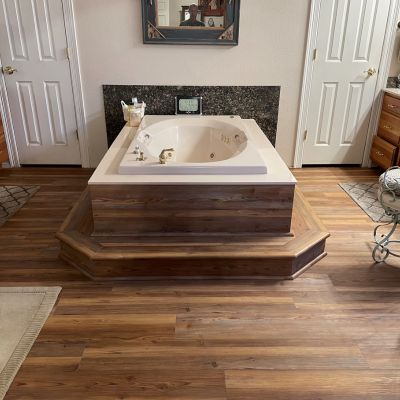 The Floor Trader of Colorado Springs flooring installation in a bathroom